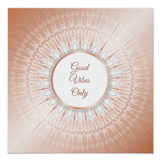 Poster "Good Vibes Seulement" Dit Rose Gold Mandala (Devant)