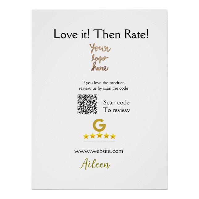 Poster Google évaluez notre avis commande achat entrepris (Devant)