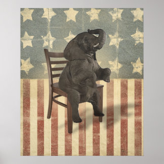 Poster GOP Elephant prend la présidence drôle politique