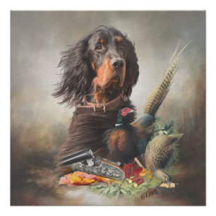 Poster Gordon setter avec faisans, Art