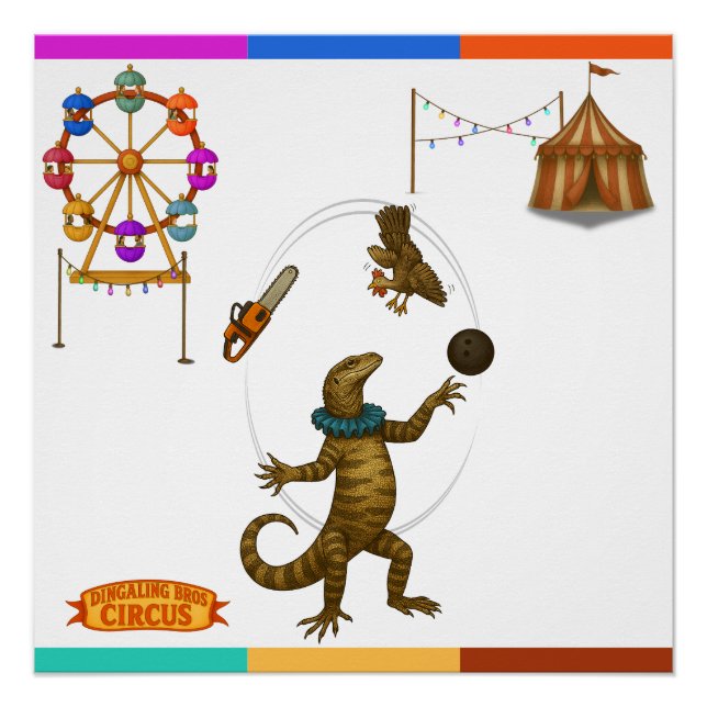 Poster Gordy, goanna juggler (Devant)
