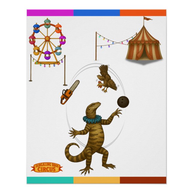 Poster Gordy, goanna juggler (Devant)