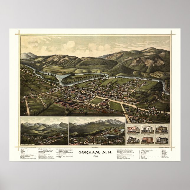Poster Gorham, NH Panoramic Map - 1888 (Devant)
