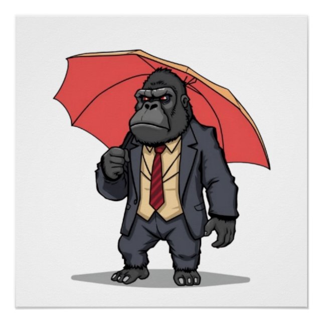 Poster Gorilla en costume (Devant)