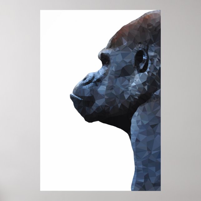 Poster Gorilla print. Modern abstract animal. Polygon art (Devant)