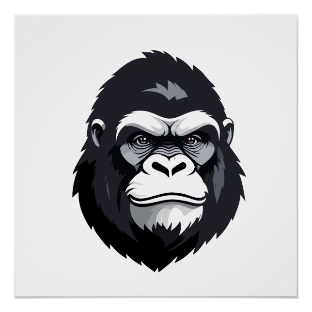 Poster Gorilla Vector Art Animal Moderne Graphique Urbain (Devant)