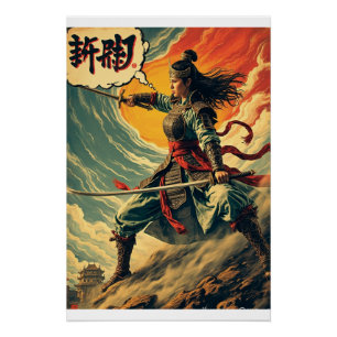Poster Goryeo Female Warrior Art - Coréen Historique