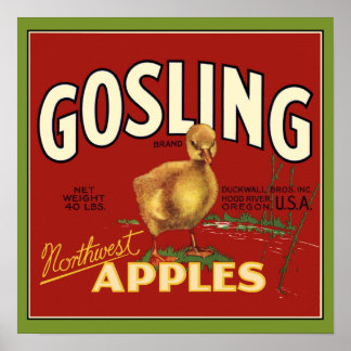 Poster Gosling Baby Goose Apple Crate Étiquette