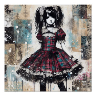 Poster Gothique Maiden dans Tartan Elégance