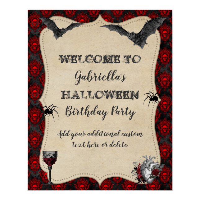 Poster Gothique Vintage Halloween fête d'anniversaire (Devant)