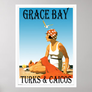 Poster Grace Bay Turks & Caicos Retro