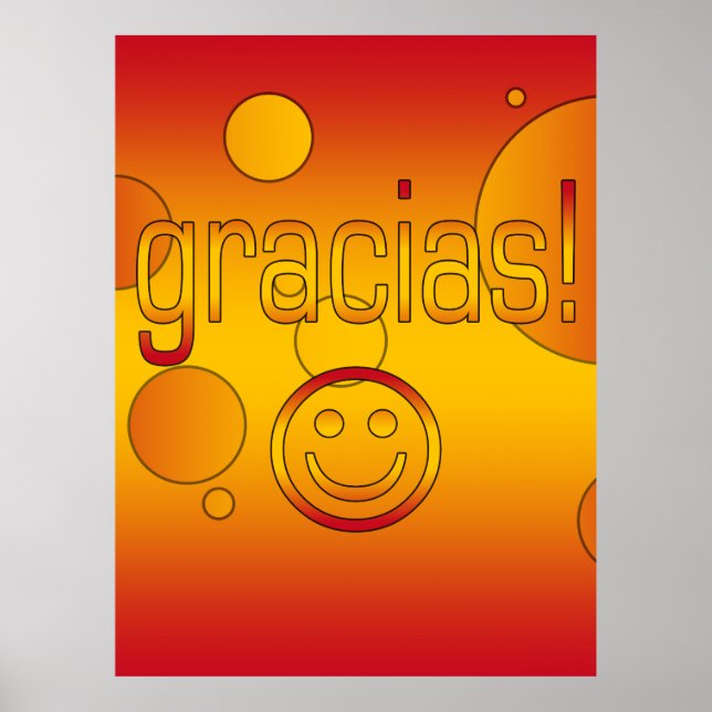 Poster Gracias ! Espagne Drapeau couleurs Pop Art (Devant)