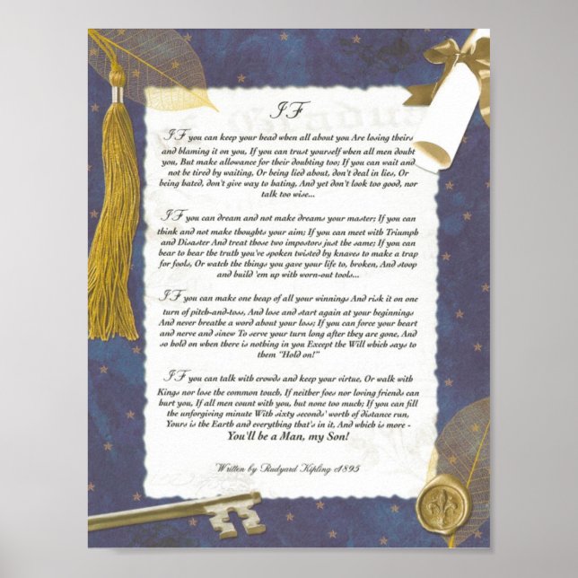 Poster Graduation, IF Inspirer Poem par Rudyard Kipling (Devant)
