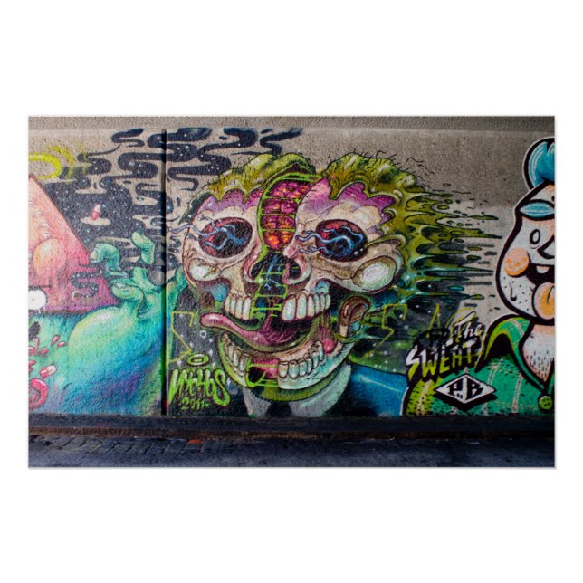 Poster Graffiti Crazy Type Horror Skull (Devant)