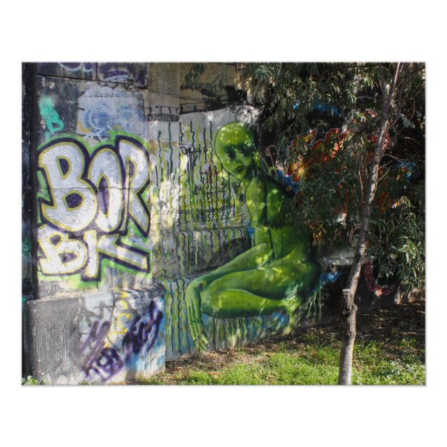 Poster Graffiti vert de l'espace extra-atmosphérique (Devant)