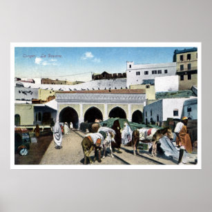 Poster Grand bureau de douane du Maroc vintage de Tanger