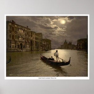 Poster Grand Canal au clair de lune, Venise, Italie