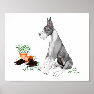 Poster Grand Danois Manteau de chiot vilain