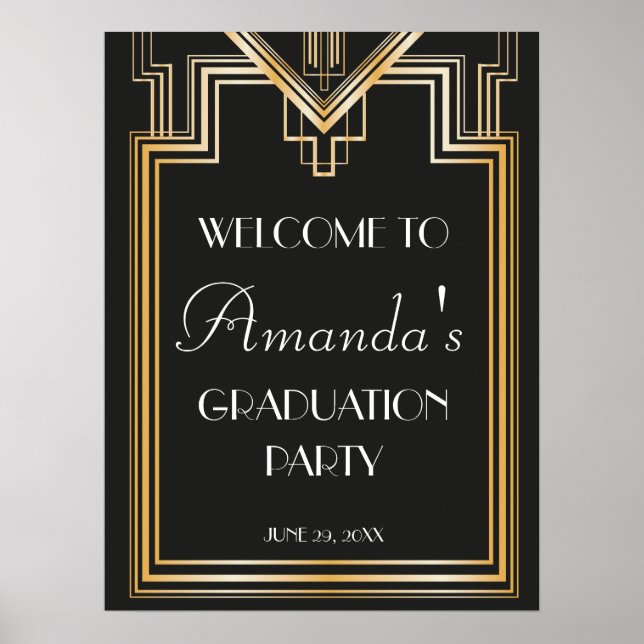 Poster Grand Gatsby Inspiré Welcome Graduation Signalisat (Devant)
