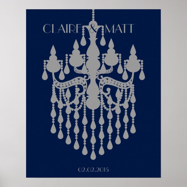 Poster Grand lustre Gatsby mariage signataire livre d'inv (Devant)