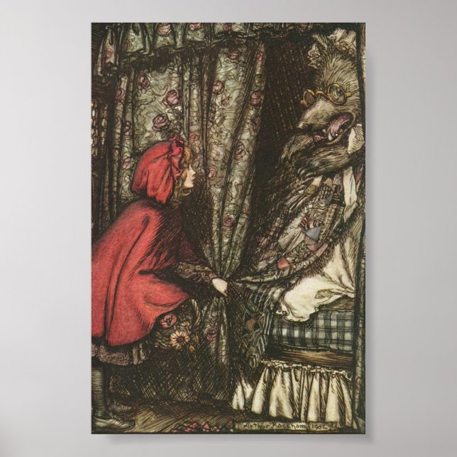 Poster Grand Mauvais Loup dans le lit de grand-mère (Devant)