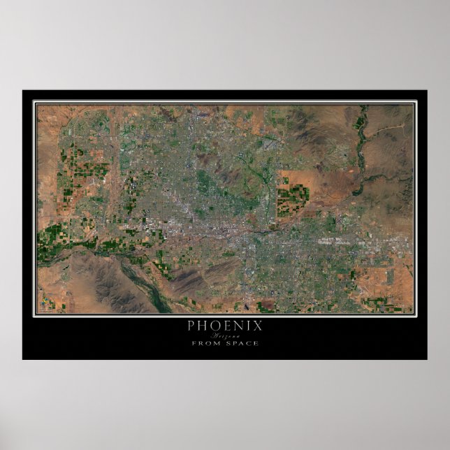 Poster Grand Phoenix Arizona De L'Espace Carte Satellite (Devant)