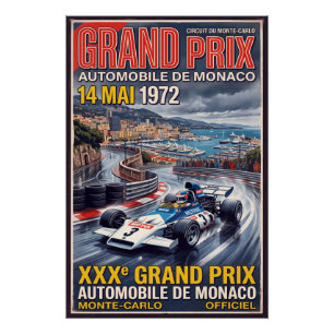 Poster Grand Prix de Monaco de course rétro