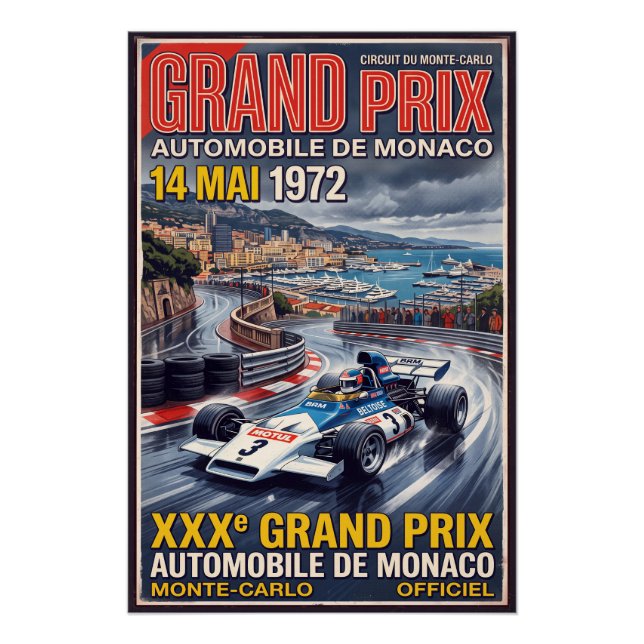 Poster Grand Prix de Monaco de course rétro (Devant)