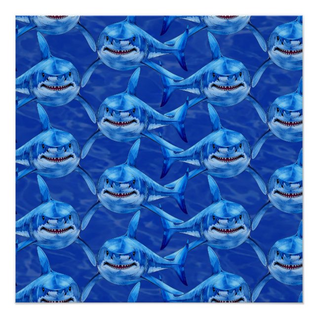 Poster Grand requin blanc affamé  (Devant)