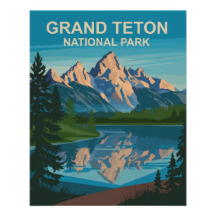 Poster Grand Teton National Park Paysage Art de Voyage