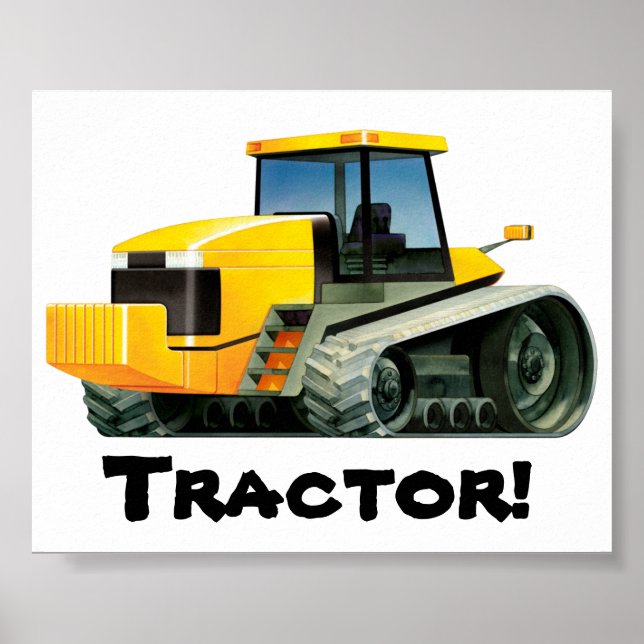 Poster Grand tracteur jaune (Devant)