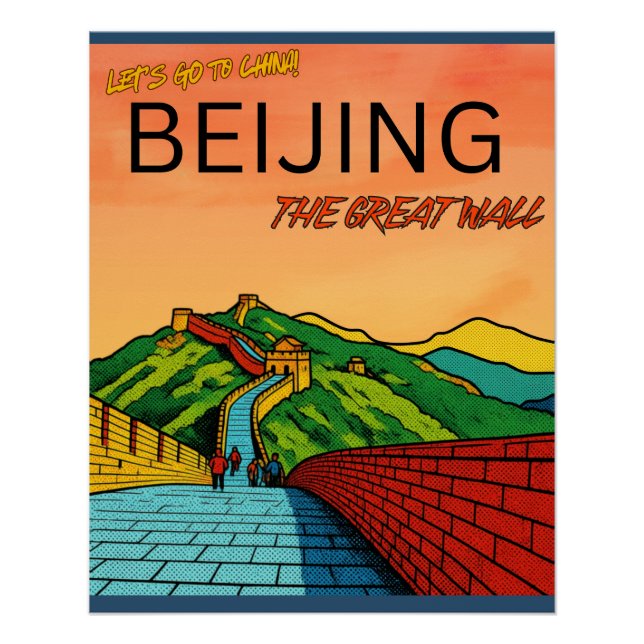 Poster Grande Muraille Pékin Chine voyage  (Devant)