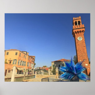 Poster Grande statue en verre et tour de cloches, Italie