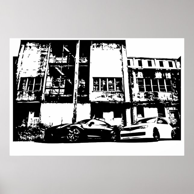Poster Grande taille - Skyline avec WRX Impreza Subbie (Devant)