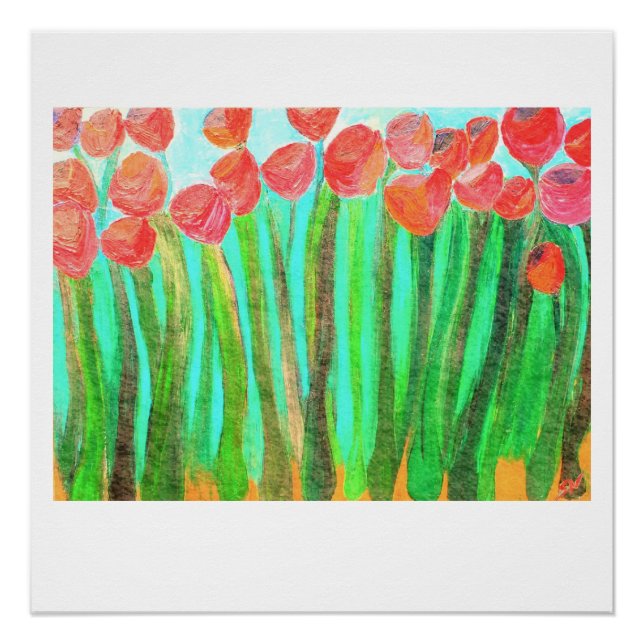 Poster Grandes fleurs rouges - 20 x 20 tirages lustrés (Devant)