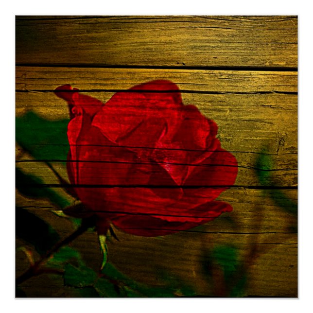 Poster Grange bohème à grains de bois Saint Valentin Roug (Devant)