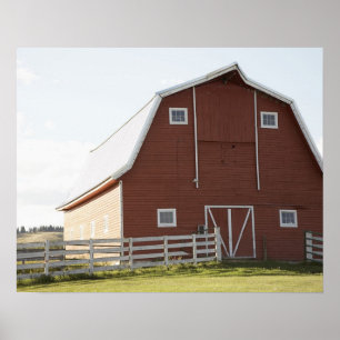 Poster Grange dans le paysage rural