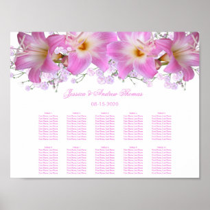Poster Graphique de placement de mariage aux lis belladon