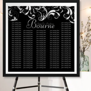 Poster Graphique de siège Mariage de typographie noir bla