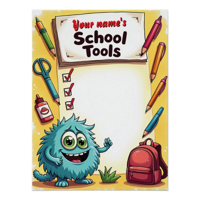 Poster Graphique des fournitures scolaires avec nom modif (Devant)