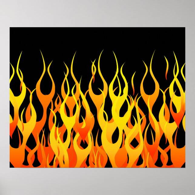 Poster Graphique Flames Hot Racing (Devant)