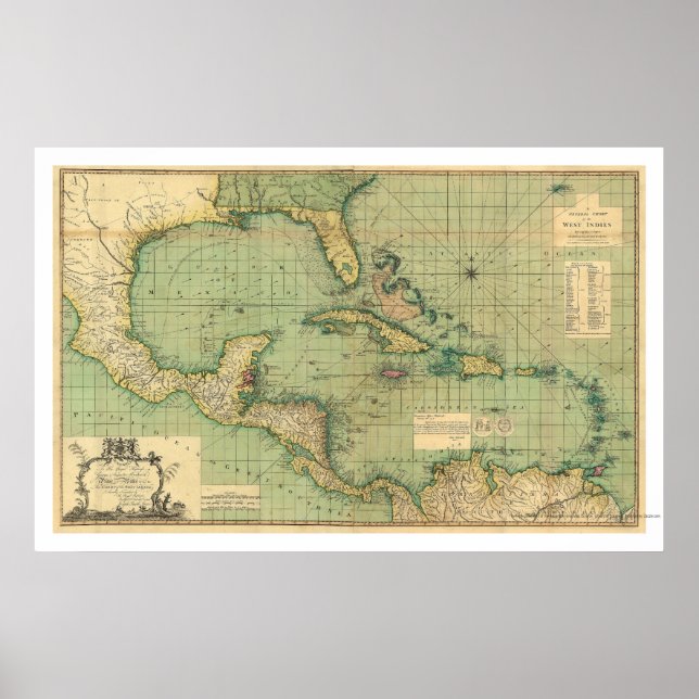 Poster Graphique général des Antilles par Speer 1796 (Devant)