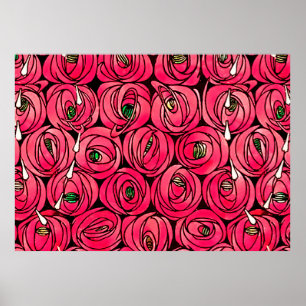 Poster Graphique rose Art Nouveau Rennie Macintosh