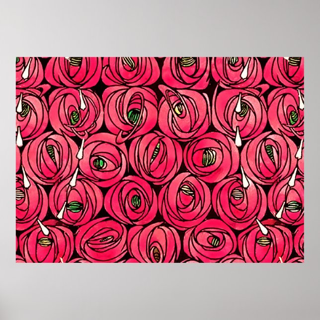 Poster Graphique rose Art Nouveau Rennie Macintosh (Devant)