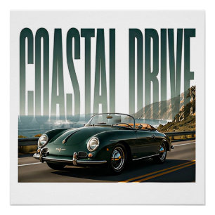 Poster Graphisme Automobile de Luxe pour la Route Côtière
