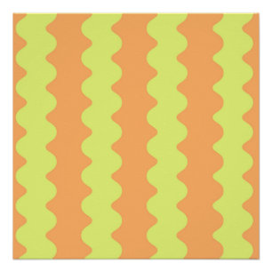 Poster Gras Orange Lime Wavy Stripe Art Moderne Mur