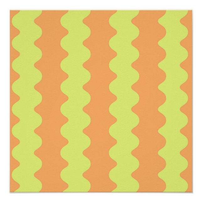 Poster Gras Orange Lime Wavy Stripe Art Moderne Mur (Devant)