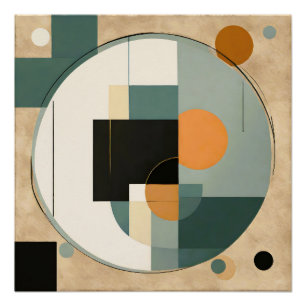 Poster Gras rétro : Cercles et rectangles Abstraits