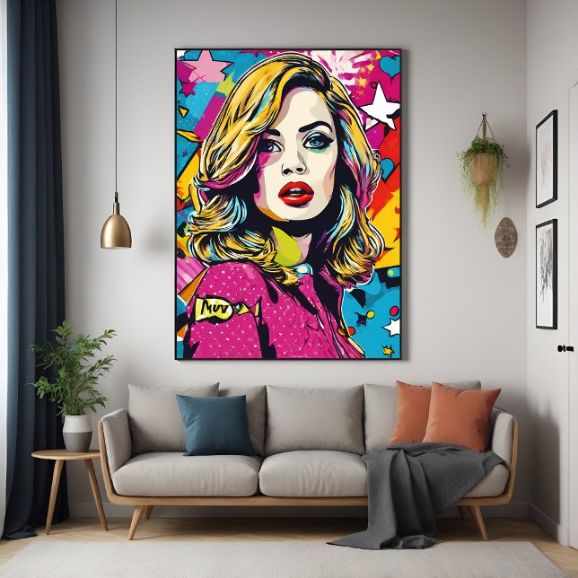 Poster Gras Retro Pop Art Portrait (Créateur téléchargé)