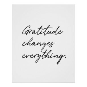 Poster Gratitude Change tout Typographie